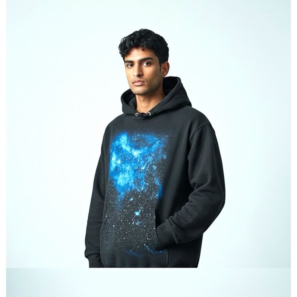 VTG Tony Hawk Mens Black Blue Pullover Hoodie Space Galaxy Graphic XL